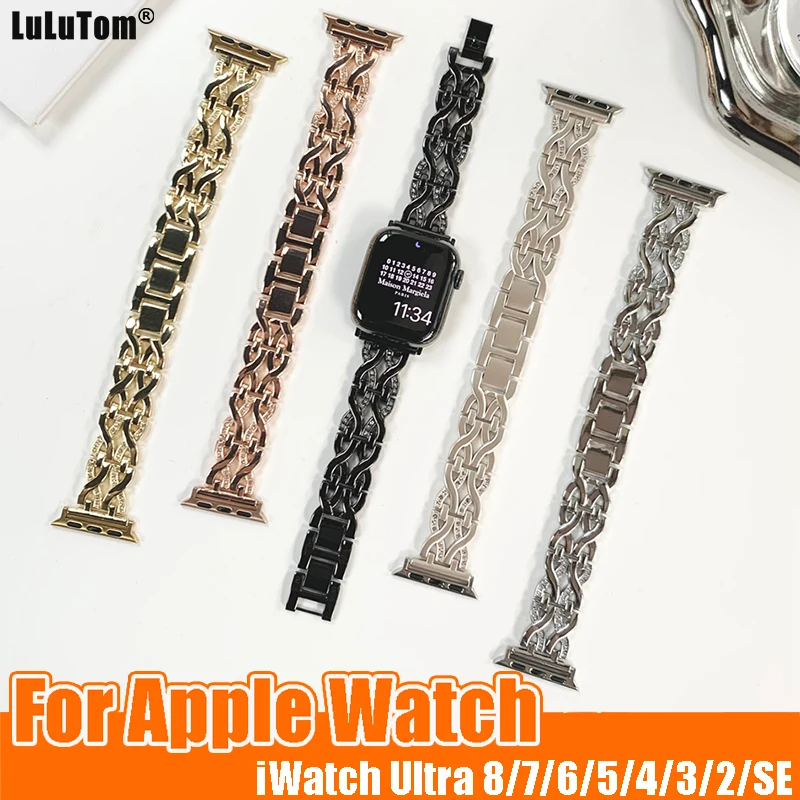 Роскошный браслет со стразами для часов Appple Watch Band Ultra 49 мм 38/40/ 41 мм 42 мм 44/45 мм, Металлический Стальной браслет Iwatch Series 8 7 6 5 4 3 SE
Роскошный браслет со стразами для часов Appple Watch Band Ultra 49 мм 38/40/ 41 мм 42 мм 44/45 мм, Металлический Стальной браслет Iwatch Series 8 7 6 5 4 3 SE