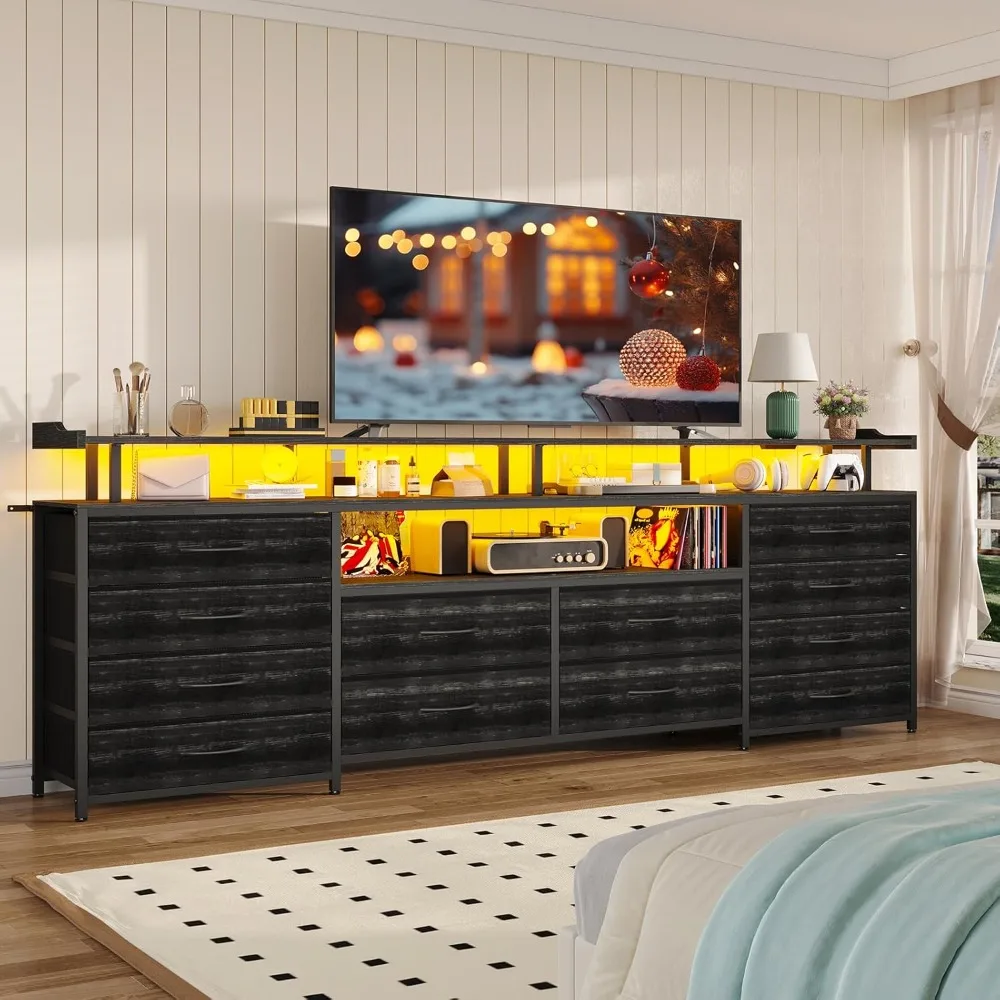 TV Stand & Dresser for 65 Inch TV, 63" W with LED Lights & Power Outlets, Black Long Dresser with 12 Fabric, Customized
TV Stand & Dresser for 65 Inch TV, 63" W with LED Lights & Power Outlets, Black Long Dresser with 12 Fabric, Customized