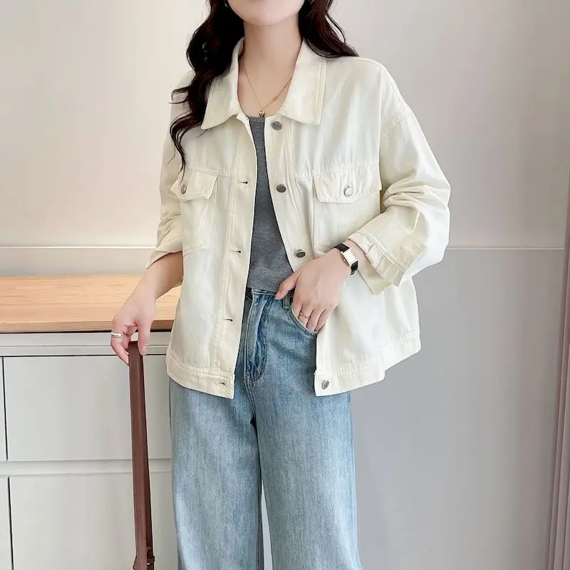 Рубашки, куртки для женщин, однотонные винтажные свободные кардиганы с воротником-поло в корейском стиле, рабочая одежда с длинными рукавами, пальто, женская одежда в стиле Харадзюку 
Рубашки, куртки для женщин, однотонные винтажные свободные кардиганы с воротником-поло в корейском стиле, рабочая одежда с длинными рукавами, пальто, женская одежда в стиле Харадзюку