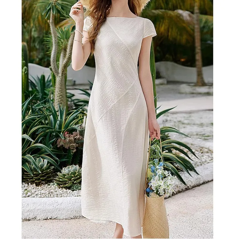 Summer White Dress Women's Short Sleeve Long Lavender Embroidered Panel Maxi Dress Diagonal Stripe Embroidery A Line Loose Fit
Summer White Dress Women's Short Sleeve Long Lavender Embroidered Panel Maxi Dress Diagonal Stripe Embroidery A Line Loose Fit