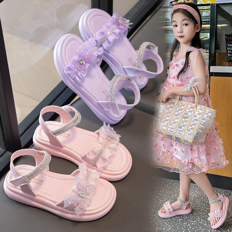 Kids' Sandals PU Leather Sequin Bow Peep Toe Summer Outdoor Flat Shoes For Girls Breathable Anti-slip Purple Pink Size 23-34
Kids' Sandals PU Leather Sequin Bow Peep Toe Summer Outdoor Flat Shoes For Girls Breathable Anti-slip Purple Pink Size 23-34