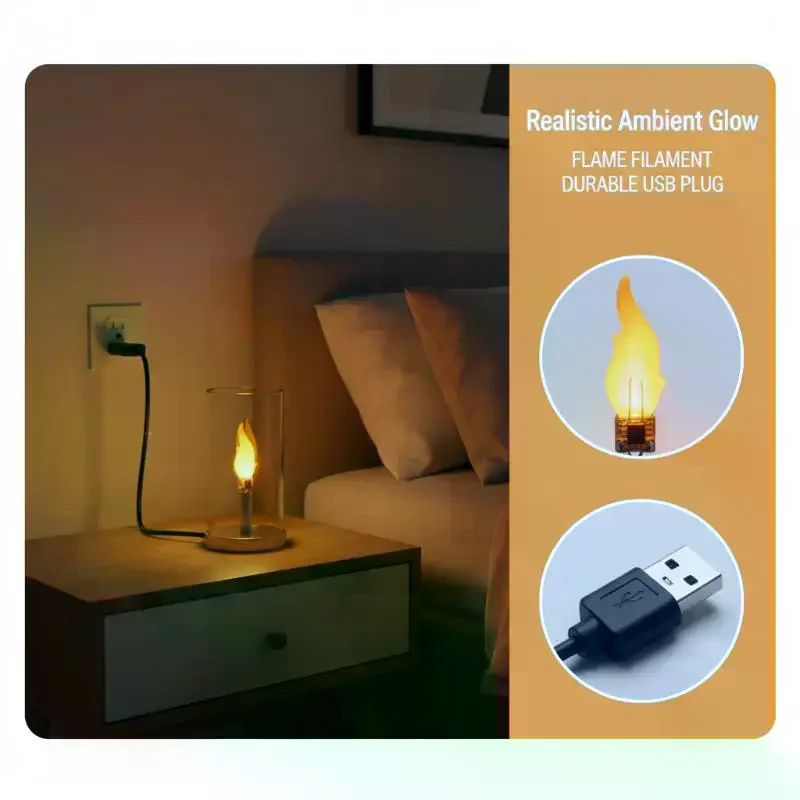 DC5V 1800K LED Flash Candle Light With USB Interface Edison Flame Filament DIY Party Decorative Light Bulb Accessories
DC5V 1800K LED Flash Candle Light With USB Interface Edison Flame Filament DIY Party Decorative Light Bulb Accessories