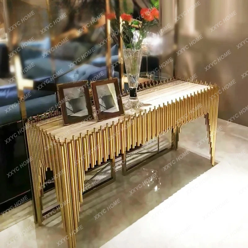 LXLight luxury stainless steel marble console table modern simple wall table entrance living room hallway entrance table
LXLight luxury stainless steel marble console table modern simple wall table entrance living room hallway entrance table
