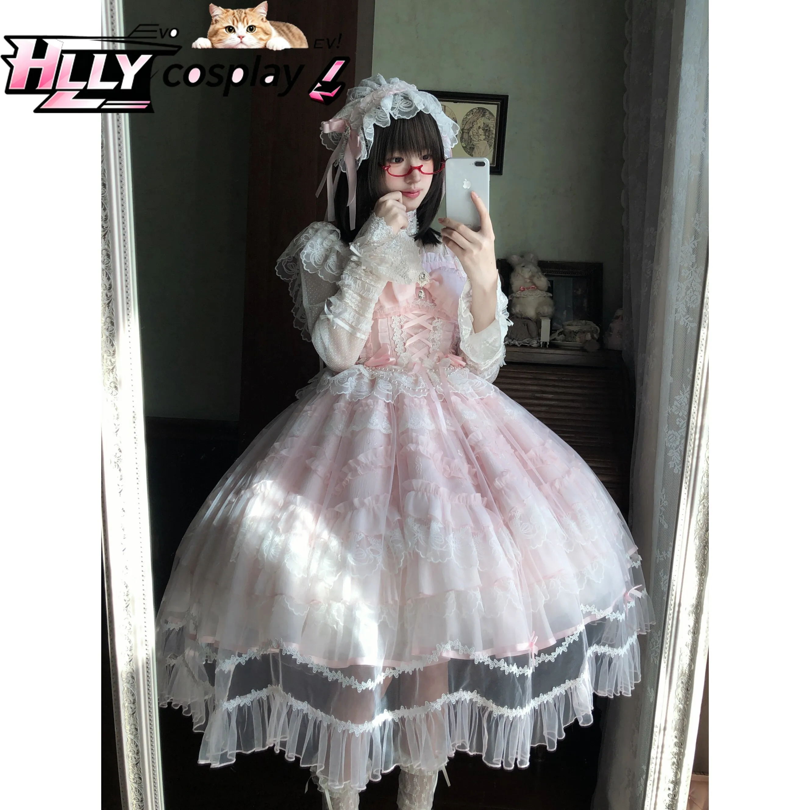 Original Sweet Lolita JSK Dress Light Wedding Pink Lace Ruffle Bow Tiered Vintage High Waist Fluffy Princess Camisole for Women
Original Sweet Lolita JSK Dress Light Wedding Pink Lace Ruffle Bow Tiered Vintage High Waist Fluffy Princess Camisole for Women
