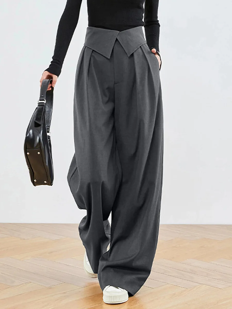 Gray Vintage Classic Baggy Pants For Women Pleated Loose High Waist Floor-Length Trousers Office Ladies Elegant Wide Legs Pants
Gray Vintage Classic Baggy Pants For Women Pleated Loose High Waist Floor-Length Trousers Office Ladies Elegant Wide Legs Pants