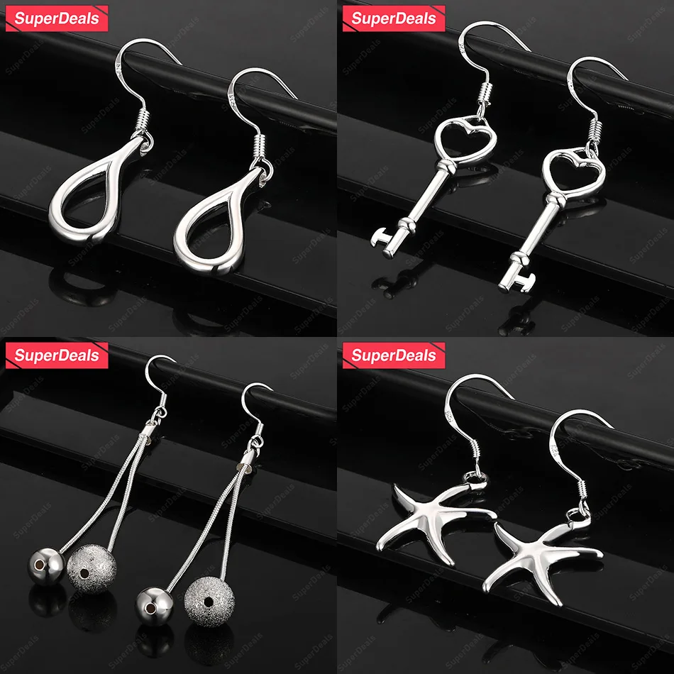 SuperDeals 925 Sterling Silver Beads Water Drop Starfish Heart Key Drop Earrings Women's Birthday Party Fashion Creative Jewelry
SuperDeals 925 Sterling Silver Beads Water Drop Starfish Heart Key Drop Earrings Women's Birthday Party Fashion Creative Jewelry