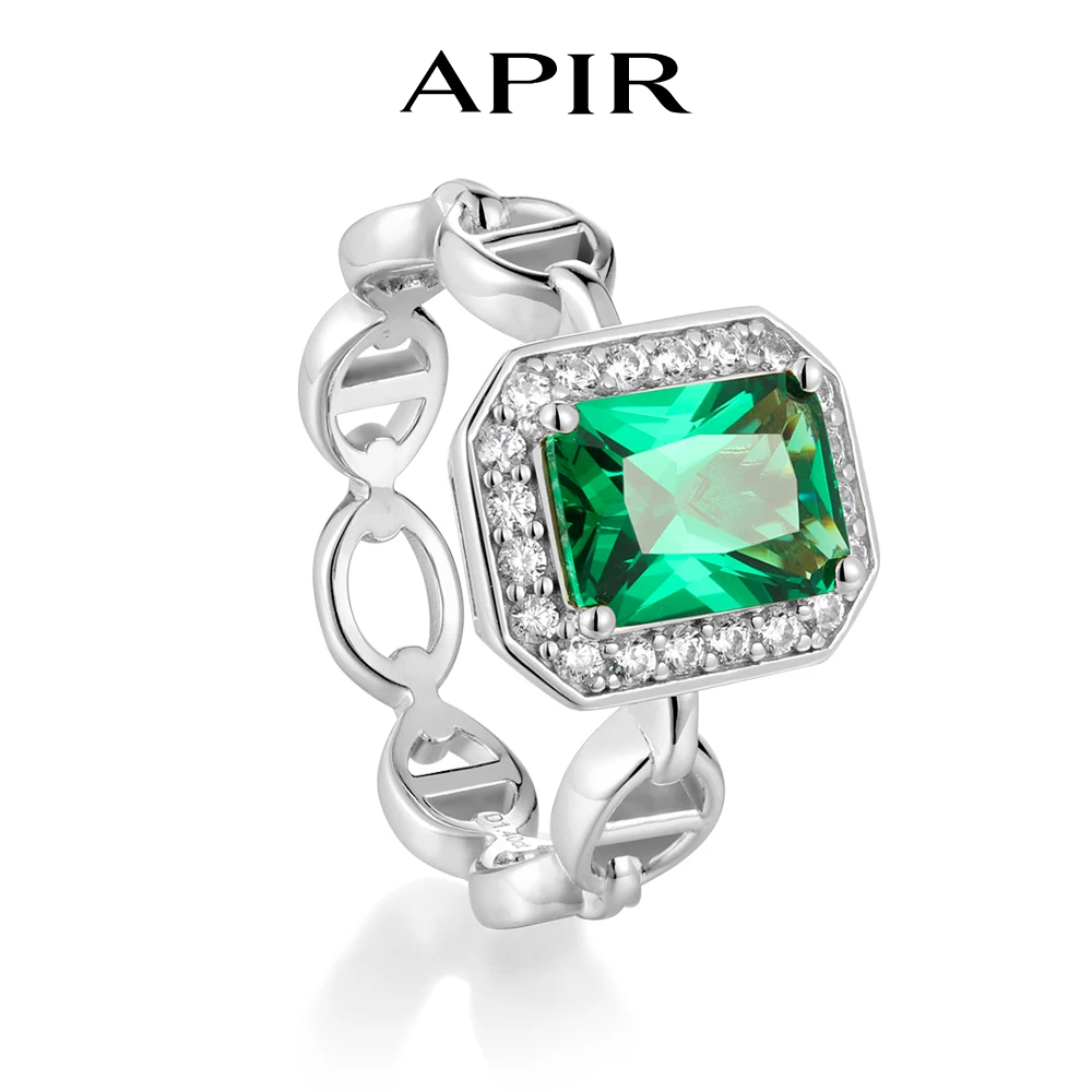 APIR 6*8MM Lab-grown Emerald Chain Link Ring for Women Man S925 Silver Rings Halo Moissanite Paved Wedding Party Custom Jewelry
APIR 6*8MM Lab-grown Emerald Chain Link Ring for Women Man S925 Silver Rings Halo Moissanite Paved Wedding Party Custom Jewelry