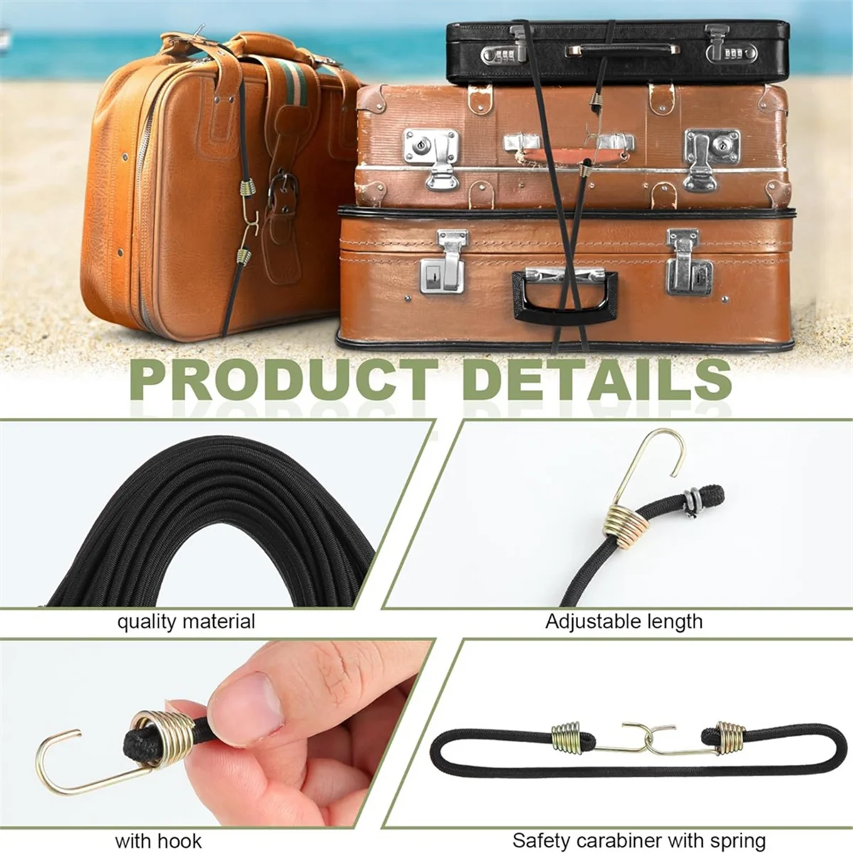 50 Pcs Mini Bungee Cords with Hooks Small Bungee Cords 10 Inch Black Short Elastic Bungee Strap for Luggage Bikes
50 Pcs Mini Bungee Cords with Hooks Small Bungee Cords 10 Inch Black Short Elastic Bungee Strap for Luggage Bikes