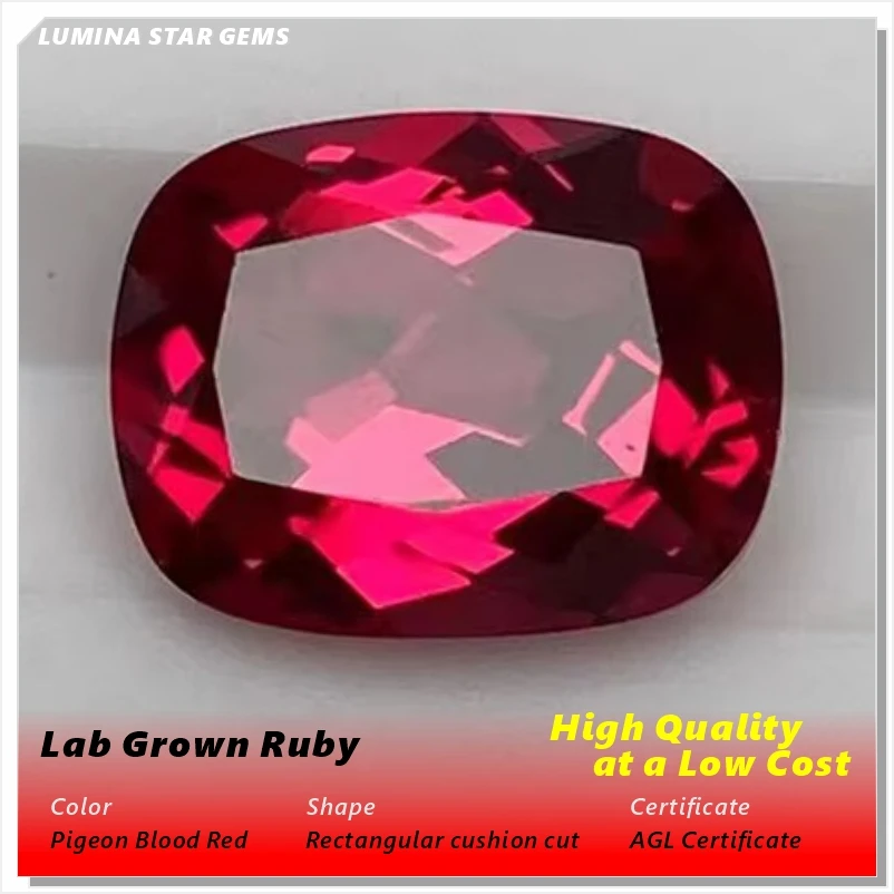 Lab Grown Ruby Pigeon Blood Red Gemstones Rectangular cushion cut for Engagement Rings & Fine Jewelry Selectable AGL Certificate
Lab Grown Ruby Pigeon Blood Red Gemstones Rectangular cushion cut for Engagement Rings & Fine Jewelry Selectable AGL Certificate