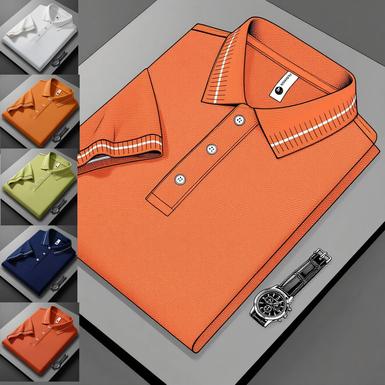 New Solid Color Polo Shirt Men's Short Sleeve Button T-shirt Flip Collar Lightweight Quick Drying Street Wear Sports and Leisure
New Solid Color Polo Shirt Men's Short Sleeve Button T-shirt Flip Collar Lightweight Quick Drying Street Wear Sports and Leisure