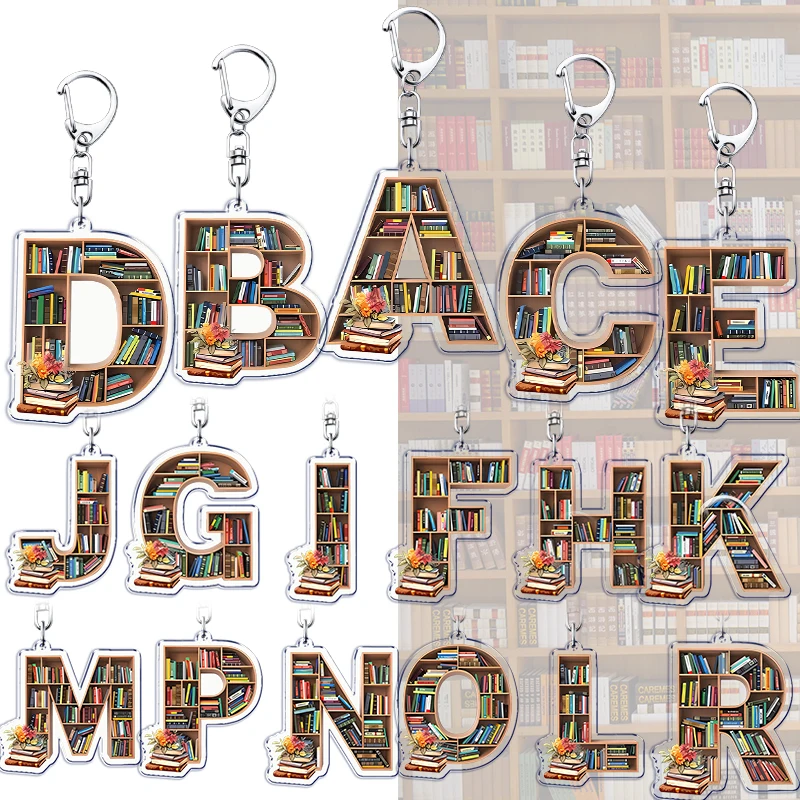 Letter Books Lover Library Keychains Keyring for Accessories Woman Bag A D M K Pendant Keyring Jewelry Fans
Letter Books Lover Library Keychains Keyring for Accessories Woman Bag A D M K Pendant Keyring Jewelry Fans