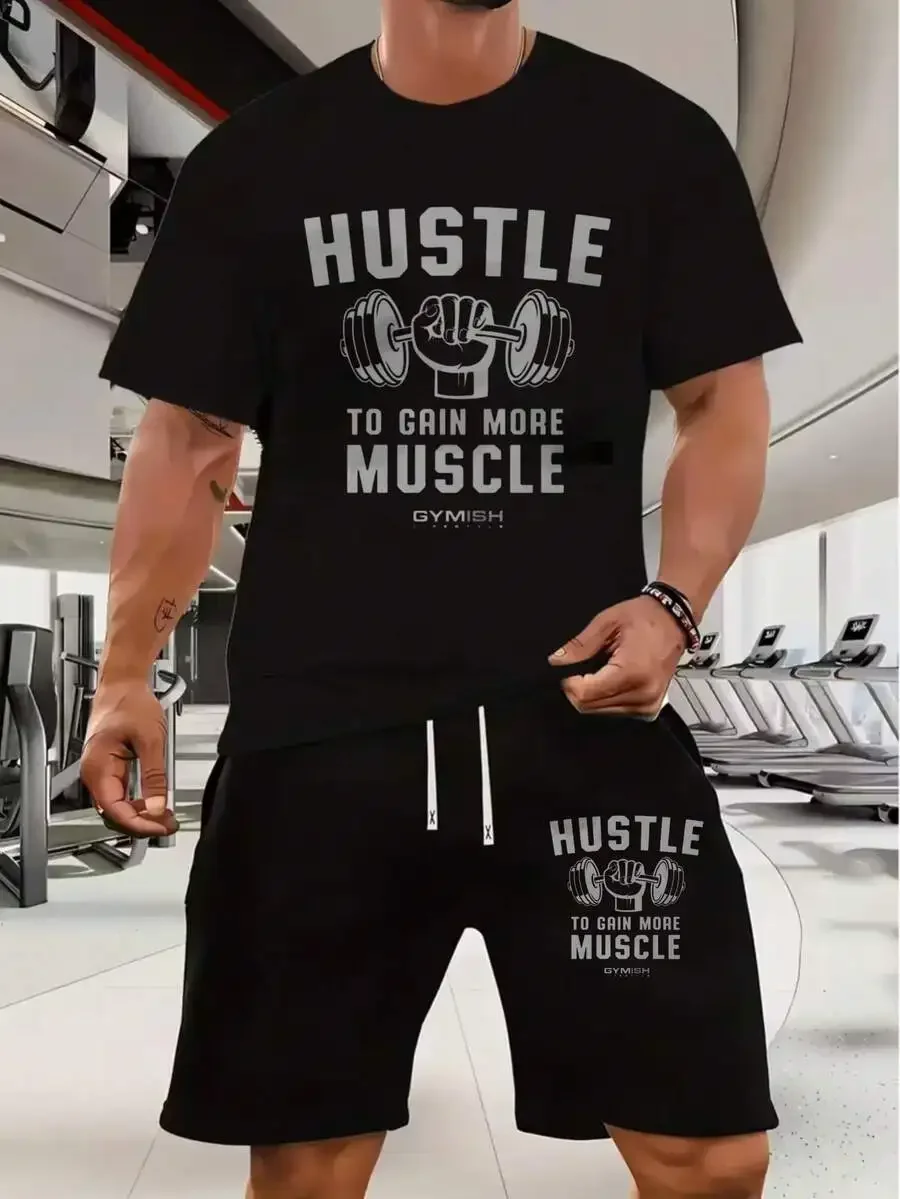 Hustle To Gain More Muscle Gym T-Shirt And Shorts Set Black Dumbbell Graphic Motivational Fitness Workout
Hustle To Gain More Muscle Gym T-Shirt And Shorts Set Black Dumbbell Graphic Motivational Fitness Workout