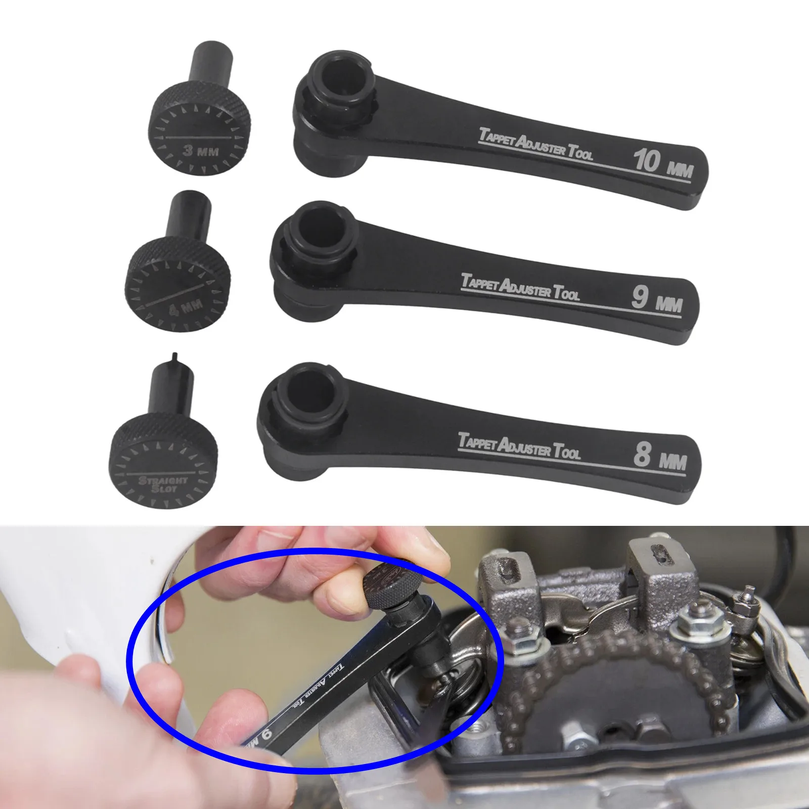Motorcycle Tappet Adjuster Repair Tool Set 8mm 9mm 10mm With Square Slot Driver 3mm 4mm
Motorcycle Tappet Adjuster Repair Tool Set 8mm 9mm 10mm With Square Slot Driver 3mm 4mm