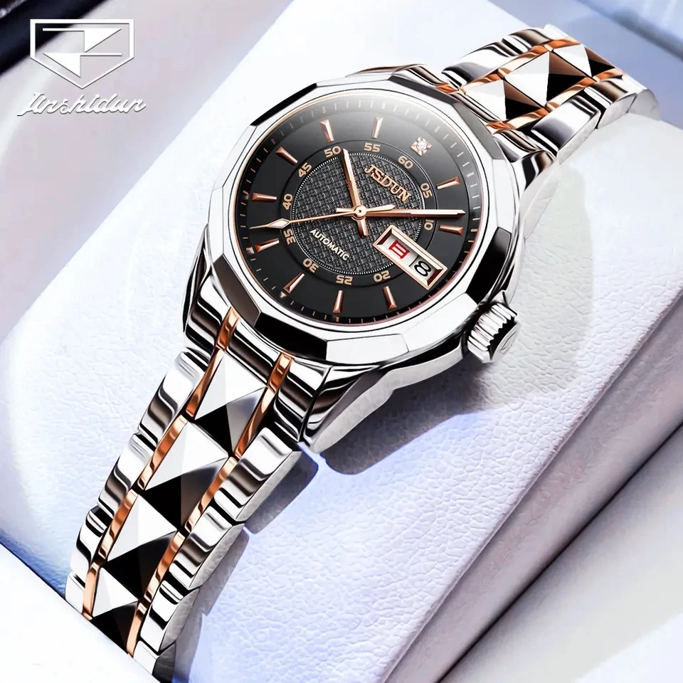 JSDUN 8014 Women Watch High Quality Automatic Mechanical Watch Waterproof Tungsten Steel Strap Calendar Luxury Brand Women Watch
JSDUN 8014 Women Watch High Quality Automatic Mechanical Watch Waterproof Tungsten Steel Strap Calendar Luxury Brand Women Watch