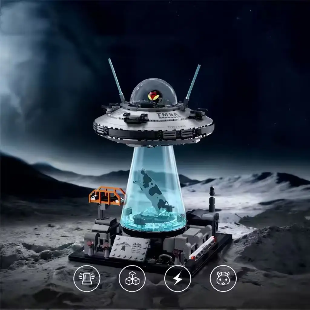 Technical Space UFO Cow Abduction Spacecraft Building Blocks With Lighting Motor Set Aliens Spaceship Bricks Toys Gifts
Technical Space UFO Cow Abduction Spacecraft Building Blocks With Lighting Motor Set Aliens Spaceship Bricks Toys Gifts