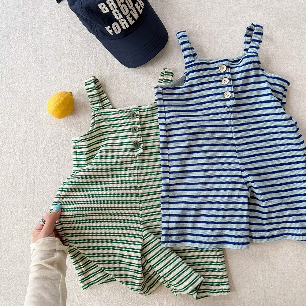 Summer Toddlers Kids Striped Suspenders Jumpsuits 2026 New Knee Length Korean Style Baby Girls Chic Overalls Children Jumpsuit
Summer Toddlers Kids Striped Suspenders Jumpsuits 2026 New Knee Length Korean Style Baby Girls Chic Overalls Children Jumpsuit