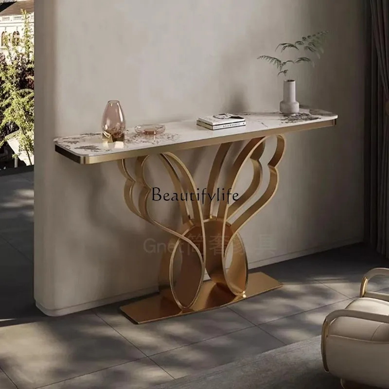Modern Light Luxury Stainless Steel Long Strip Entryway Table Wall-Mounted High-End Modern Rock Slab End View Table
Modern Light Luxury Stainless Steel Long Strip Entryway Table Wall-Mounted High-End Modern Rock Slab End View Table