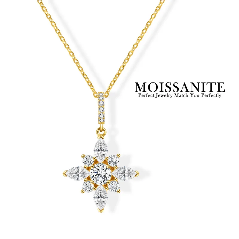 3.2CTW Moissanite Necklace Gold Plated 925 Sterling Silver Snowflake Star Pendant Pear and Round Cut Jewelry
3.2CTW Moissanite Necklace Gold Plated 925 Sterling Silver Snowflake Star Pendant Pear and Round Cut Jewelry