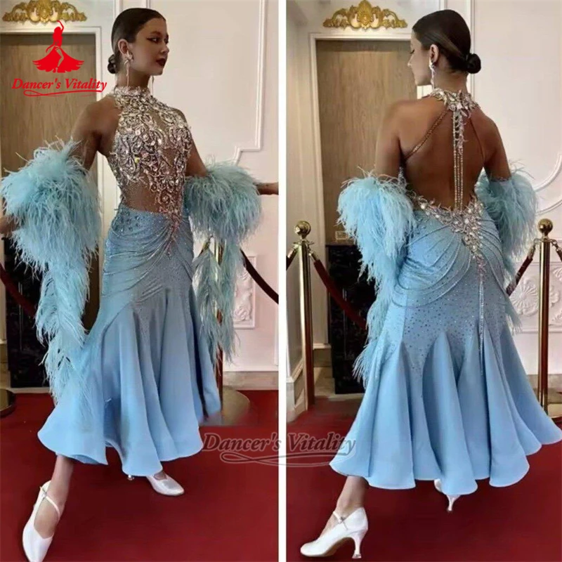Female Feather Style Tango Foxtrot Waltz Wrapped Hips Graceful Dresses Customized Dancer's Vitality Adult Social Dance Clothing
Female Feather Style Tango Foxtrot Waltz Wrapped Hips Graceful Dresses Customized Dancer's Vitality Adult Social Dance Clothing