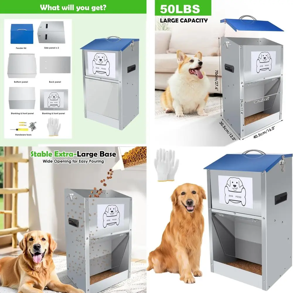 Outdoor-Friendly Galvanized Metal Automatic Dog Feeder, 50lbs Capacity for Small to Large Dogs
Outdoor-Friendly Galvanized Metal Automatic Dog Feeder, 50lbs Capacity for Small to Large Dogs
