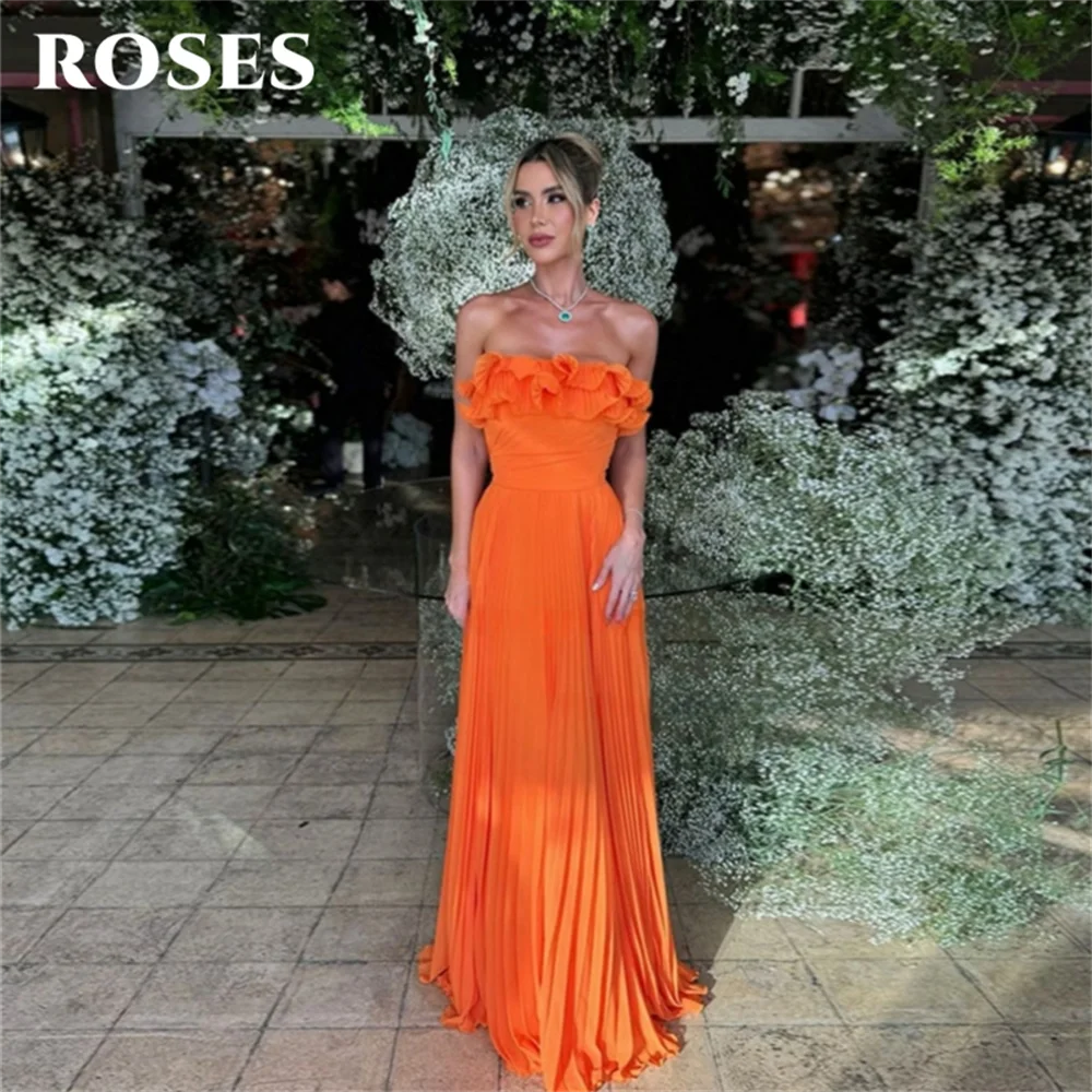 ROSES Vivid Orange Prom Dresses Strapless Pleated Party Dress with Exquisite Ruffle Detail Evening Dress for Woman Customized
ROSES Vivid Orange Prom Dresses Strapless Pleated Party Dress with Exquisite Ruffle Detail Evening Dress for Woman Customized