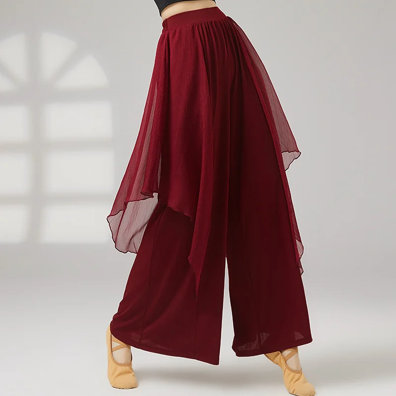 Women Modern Dance Pant Double Layers Elastic High Waist Wide Leg Flowy Classical Dance Trouser Chinese Folk Performance Costume
Women Modern Dance Pant Double Layers Elastic High Waist Wide Leg Flowy Classical Dance Trouser Chinese Folk Performance Costume