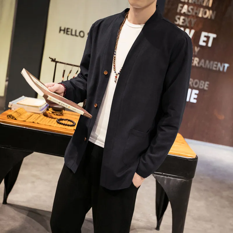 Spring Cotton Linen Jaet Men's Traditional Long Sve Thin Outerwear Large Size Button up Top Youth Trend Loose Fit
Spring Cotton Linen Jaet Men's Traditional Long Sve Thin Outerwear Large Size Button up Top Youth Trend Loose Fit