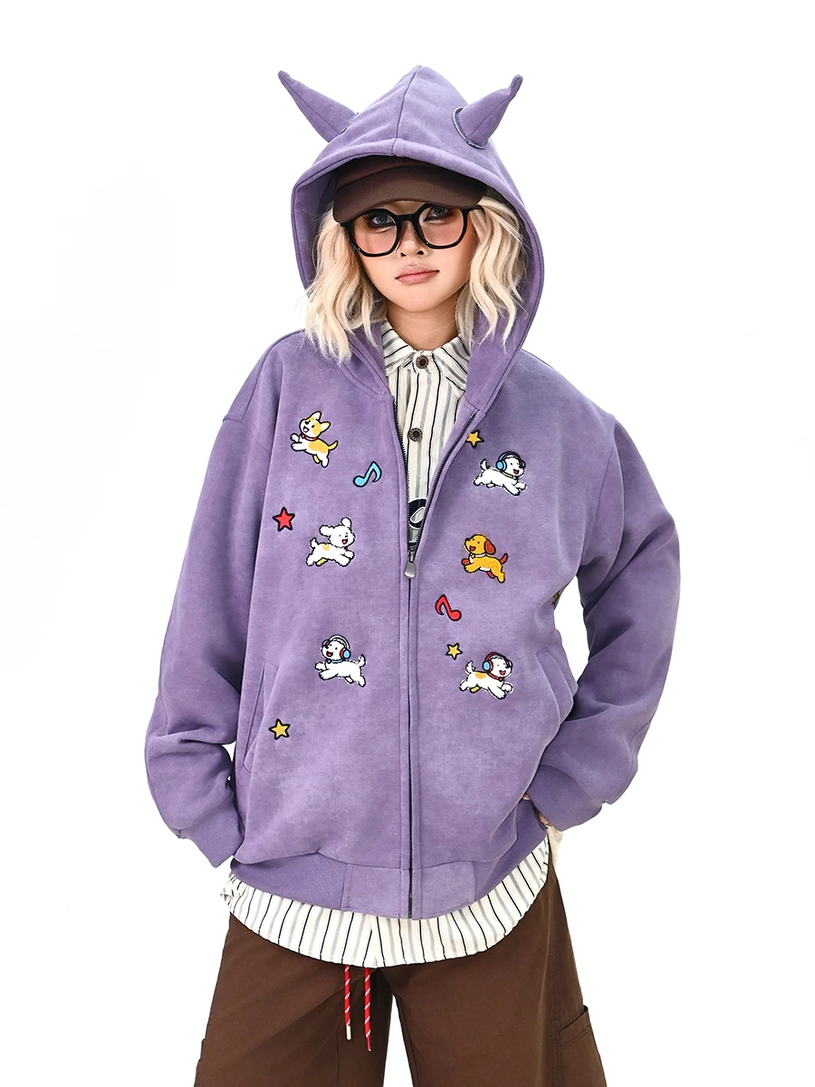 Loose Women's Hoodie Cardigan Korean Style Spring New Fashion Brand Dog Devil Horned Sweatshirt Streetwear Long Sleeve Zipper
Loose Women's Hoodie Cardigan Korean Style Spring New Fashion Brand Dog Devil Horned Sweatshirt Streetwear Long Sleeve Zipper