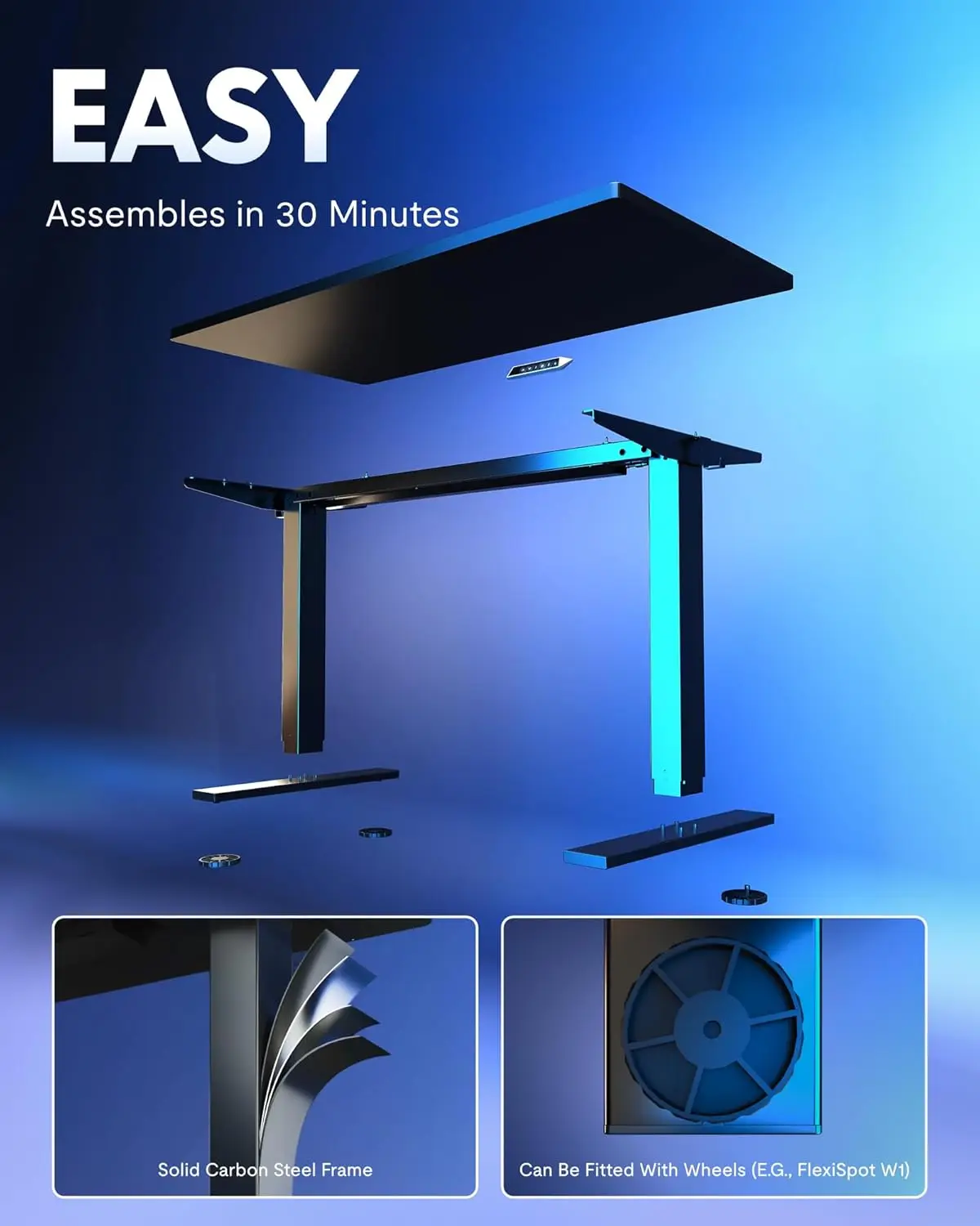 Electric Standing Desk with 4 Memory Settings, 176 lbs Load, Smooth Black Surface for Home Office and Dual Monitors
Electric Standing Desk with 4 Memory Settings, 176 lbs Load, Smooth Black Surface for Home Office and Dual Monitors
