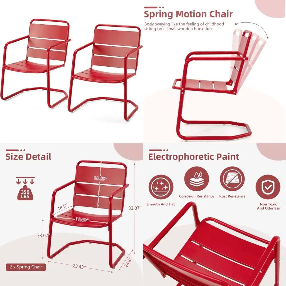 Outdoor Bistro Set for Balcony and Front Porch - 2 Metal C-Spring Chairs, Small Patio Furniture Set
Outdoor Bistro Set for Balcony and Front Porch - 2 Metal C-Spring Chairs, Small Patio Furniture Set
