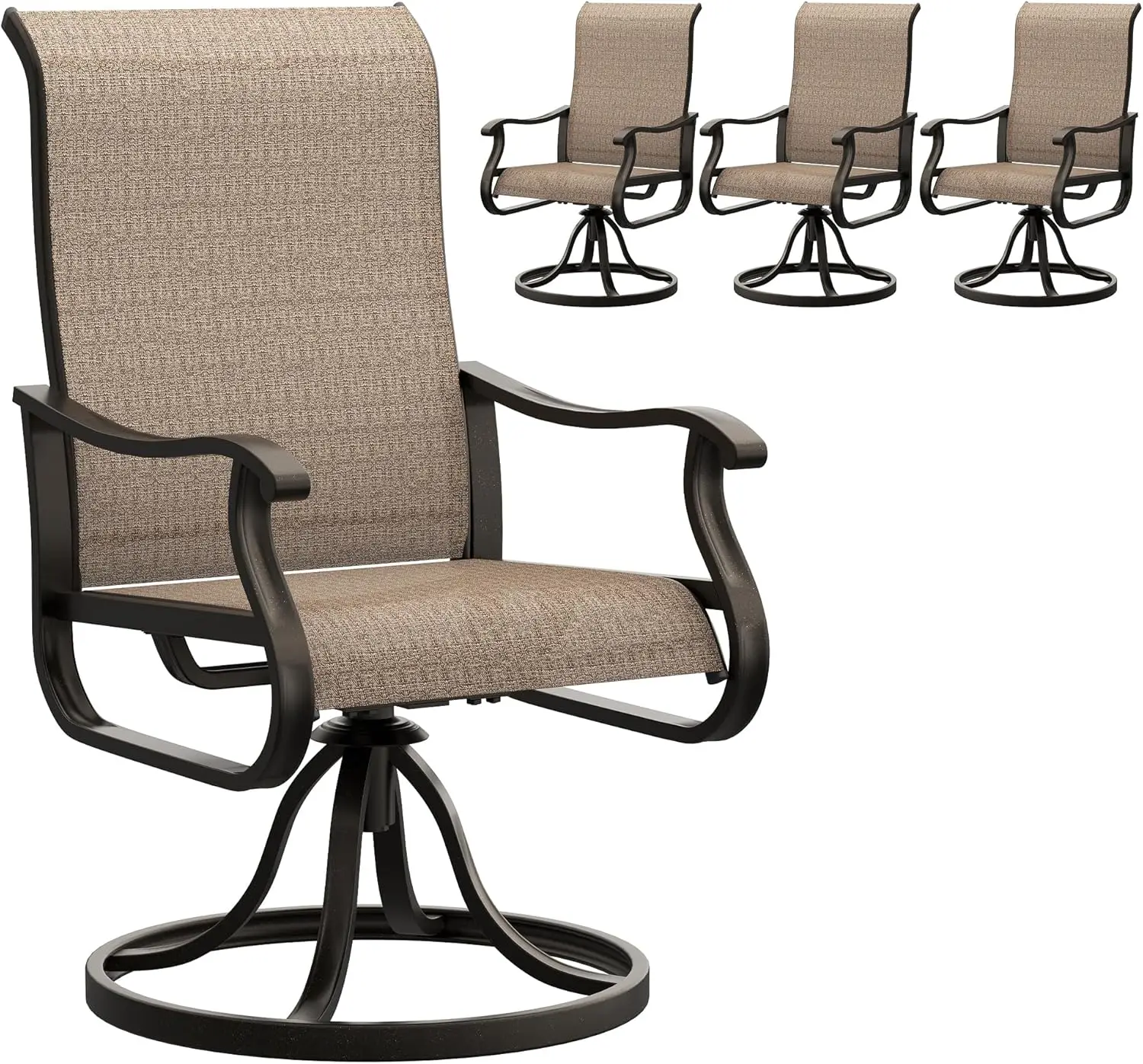 Набор вращающихся стульев для патио из 4 шт., обеденные стулья для патио на открытом воздухе с всепогодным текстильным черным металлическим каркасом для газона, сада, заднего двора 
Набор вращающихся стульев для патио из 4 шт., обеденные стулья для патио на открытом воздухе с всепогодным текстильным черным металлическим каркасом для газона, сада, заднего двора