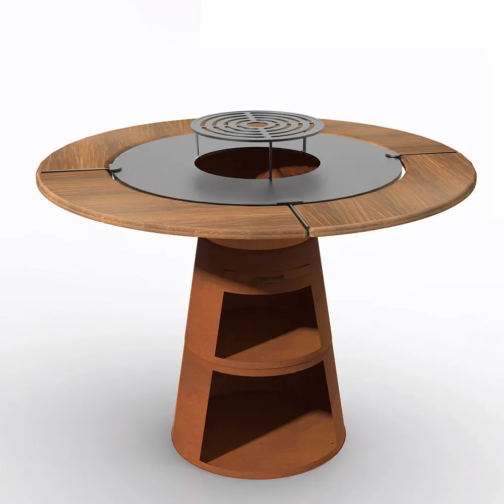 Kingjoy Corten Steel Brasero Barbecue BBQ Grill With Wood Table
Kingjoy Corten Steel Brasero Barbecue BBQ Grill With Wood Table