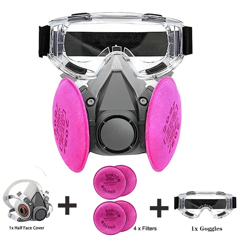 Dust proof 6200 Gas Mask Half Face Respirator with 2097 Filter/Goggles Sets for Welding Grinding Paint Organic Vapor Epoxy Dust
Dust proof 6200 Gas Mask Half Face Respirator with 2097 Filter/Goggles Sets for Welding Grinding Paint Organic Vapor Epoxy Dust