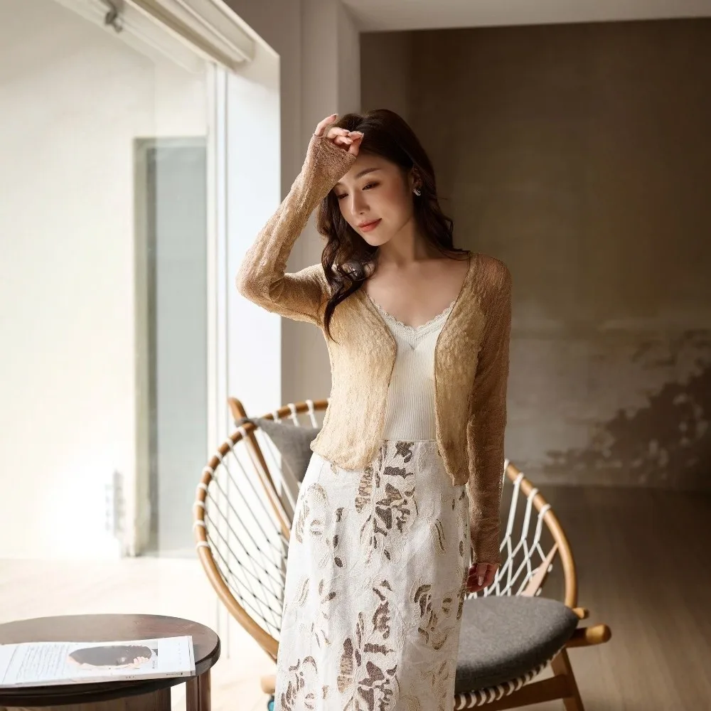 Casual Thin Lace Cardigan Slimming Long Sleeve Short Tops Sun-Proof Outwear Summer
Casual Thin Lace Cardigan Slimming Long Sleeve Short Tops Sun-Proof Outwear Summer