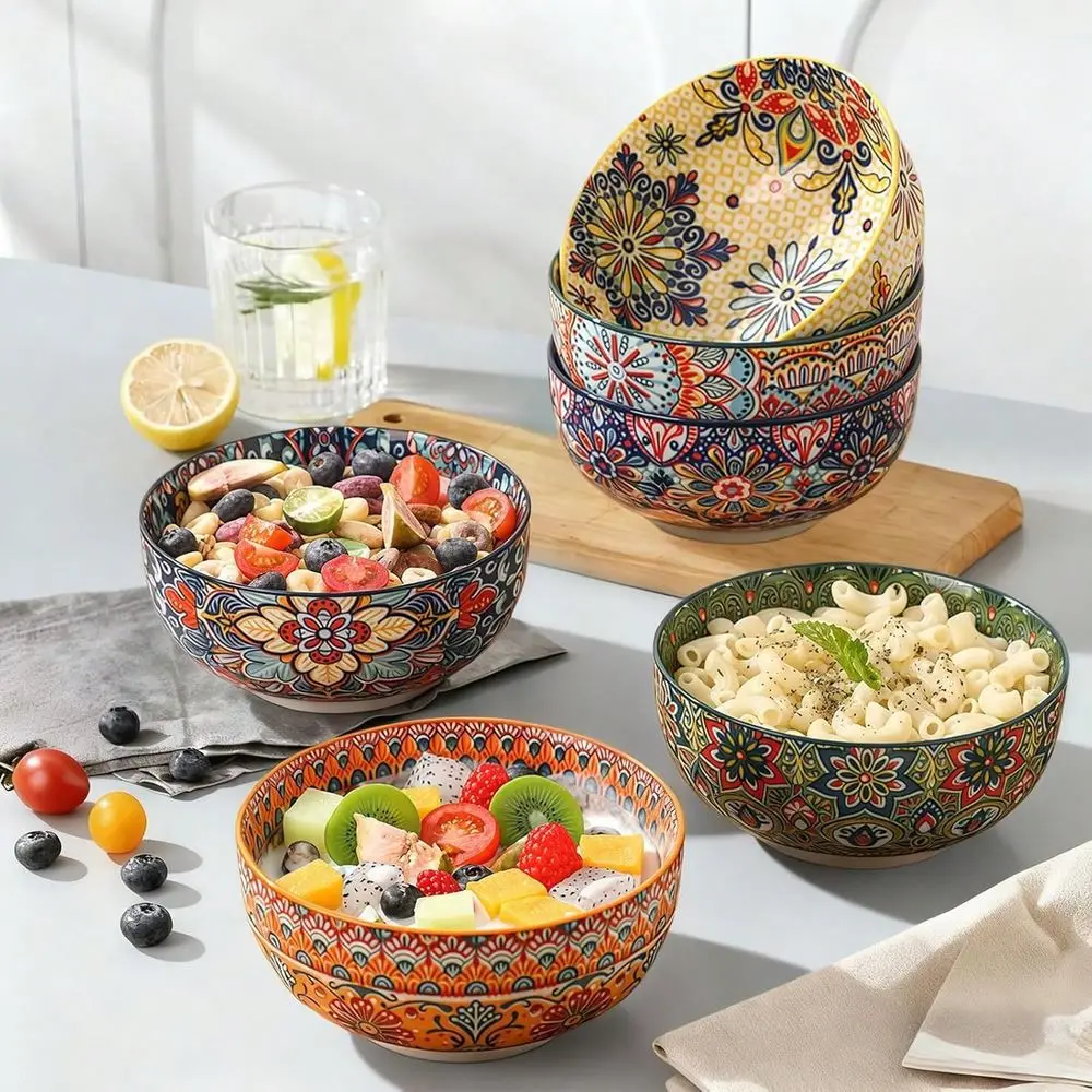 4-Piece Bohemian Ceramic Tableware Set, 6-Inch Size With 27oz Large Capacity And Practical Design. Suitable For Staple Foo
4-Piece Bohemian Ceramic Tableware Set, 6-Inch Size With 27oz Large Capacity And Practical Design. Suitable For Staple Foo