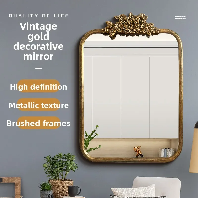 French Vanity Mirror Retro Relief Special-shaped Mirror Metal Vanity Mirror European Bathroom Mirror Wall Hanging Small Vanity
French Vanity Mirror Retro Relief Special-shaped Mirror Metal Vanity Mirror European Bathroom Mirror Wall Hanging Small Vanity