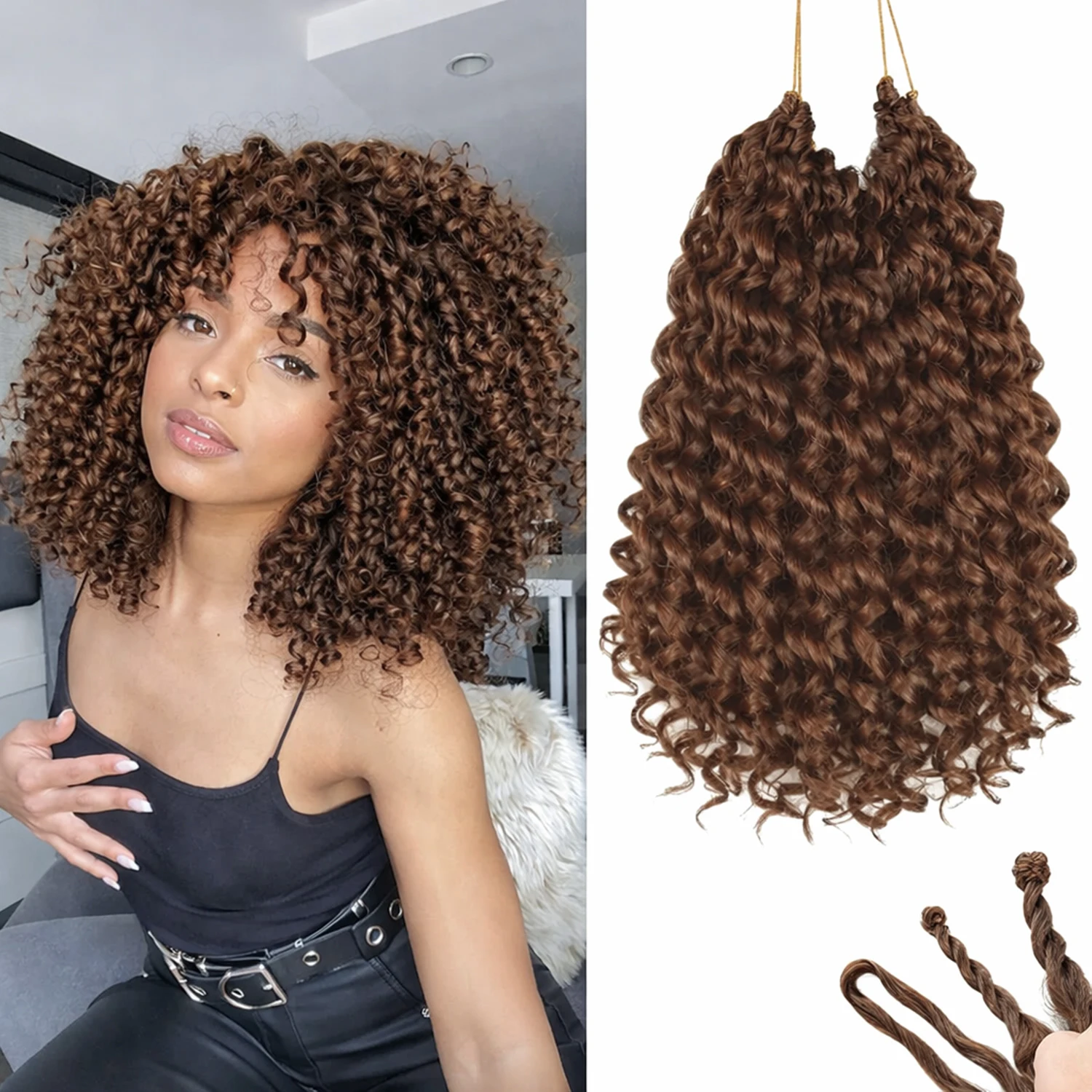 Наращивание волос для чернокожих женщин: 12A коричневые кудрявые волосы для крючкового плетения, полностью готовые к использованию, многоразовые, с эффектом перьев, объемные.
Наращивание волос для чернокожих женщин: 12A коричневые кудрявые волосы для крючкового плетения, полностью готовые к использованию, многоразовые, с эффектом перьев, объемные.