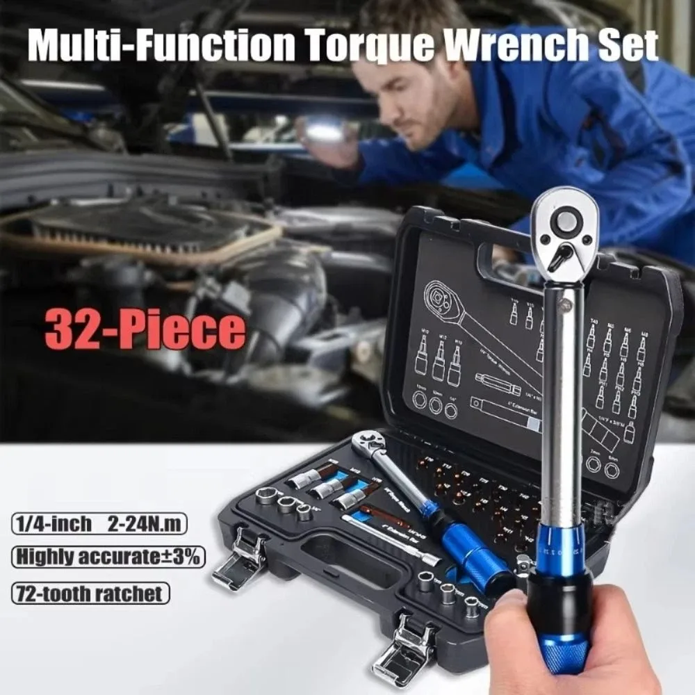High Precision Torque Wrench Set 72-Tooth Ratchet Adjustable Preset Car Repair Tools Kilogram Scale Storage Box
High Precision Torque Wrench Set 72-Tooth Ratchet Adjustable Preset Car Repair Tools Kilogram Scale Storage Box