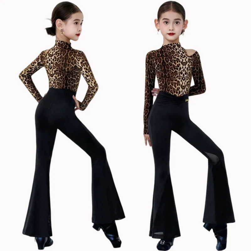 Kid Leopard Latin Dance Suit Clothes Girl Latin Practice Wear Black Tops Pants Long Sleeves Ballroom Dance Training Outfits Set
Kid Leopard Latin Dance Suit Clothes Girl Latin Practice Wear Black Tops Pants Long Sleeves Ballroom Dance Training Outfits Set