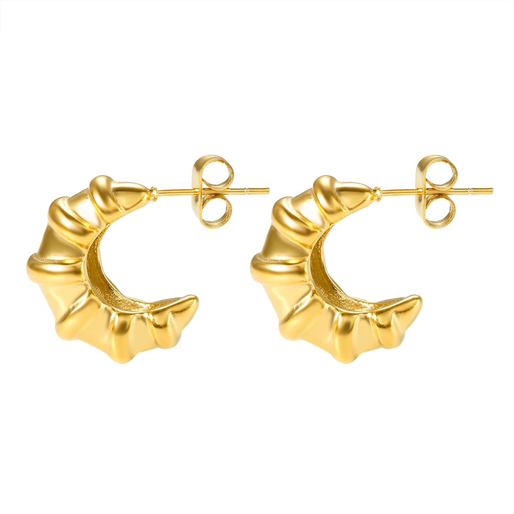 JINHUI Bread Curved C-shaped Gold Color Stainless Steel Earrings High Quality Minimalist Fashion Accessories for Women Jewelry
JINHUI Bread Curved C-shaped Gold Color Stainless Steel Earrings High Quality Minimalist Fashion Accessories for Women Jewelry