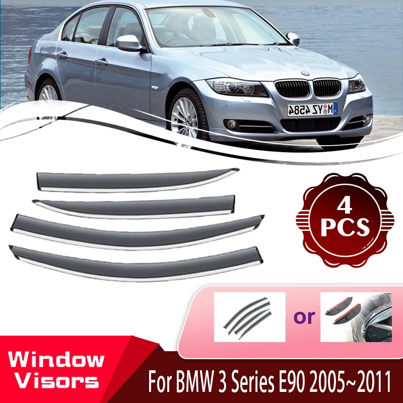 Оконные козырьки для BMW 3 серии E90 2005 ~ 2011 непромокаемый автомобильный, козырек от ветра, солнца, дождя, дефлектор, тент, укрытия, автомобильные аксессуары
Оконные козырьки для BMW 3 серии E90 2005 ~ 2011 непромокаемый автомобильный, козырек от ветра, солнца, дождя, дефлектор, тент, укрытия, автомобильные аксессуары