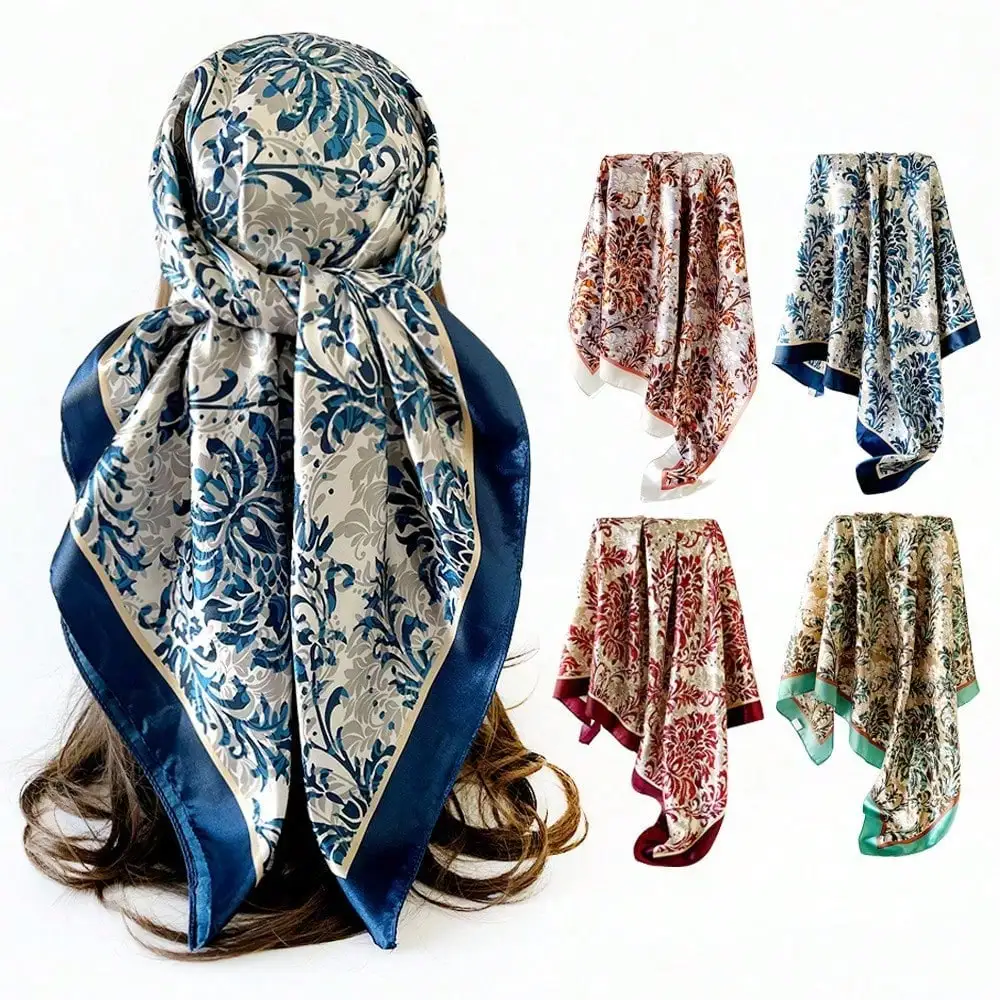 Women's retro pattern silk scarf 90cm Women's new Middle East headscarf, printed square scarf, silk scarf, smooth fabric, headscarf, binding bag, decorative silk scarf and scarf for daily use
Women's retro pattern silk scarf 90cm Women's new Middle East headscarf, printed square scarf, silk scarf, smooth fabric, headscarf, binding bag, decorative silk scarf and scarf for daily use