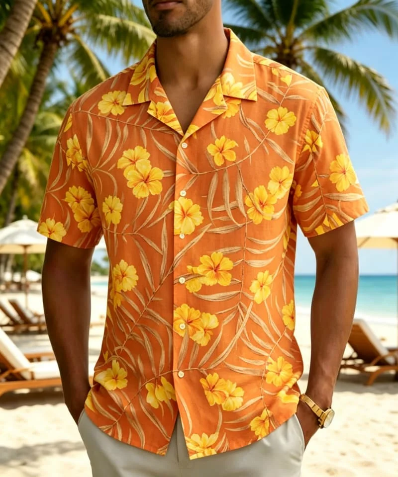 Men's fresh floral and plant printed Hawaiian shirt, for business leisure, customer meetings, and vacation travel
Men's fresh floral and plant printed Hawaiian shirt, for business leisure, customer meetings, and vacation travel