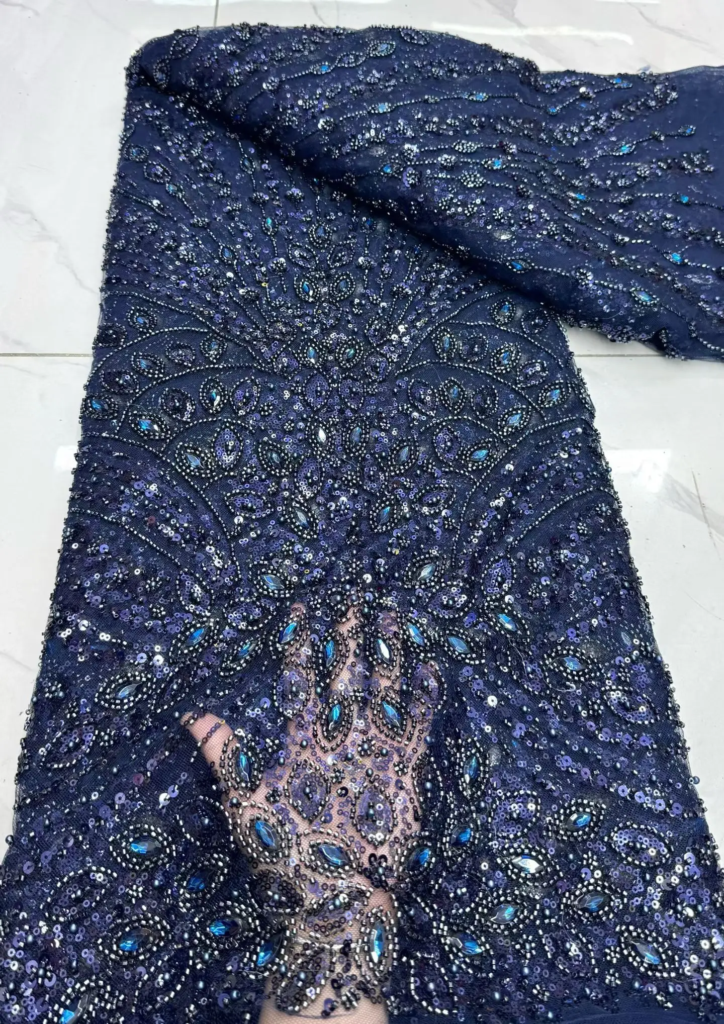 Luxury Nigerian African Beaded Sequin Mesh Lace Fabric - French Net Embroidered Bridal Sewing Material for Women's Dresses
Luxury Nigerian African Beaded Sequin Mesh Lace Fabric - French Net Embroidered Bridal Sewing Material for Women's Dresses