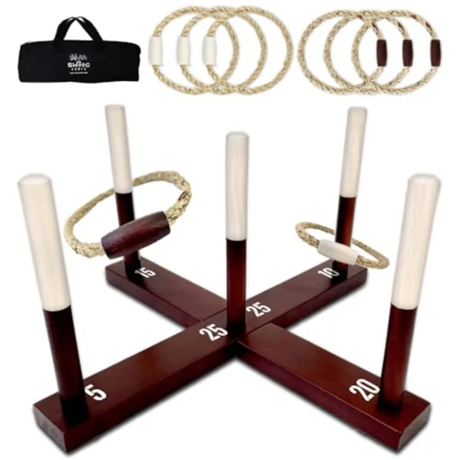 Games - Rustic Ring Toss Game All Weather - Easy Setup Extra Games Included - Ring Toss Game for Adults - Outdoor Activities fo
Games - Rustic Ring Toss Game All Weather - Easy Setup Extra Games Included - Ring Toss Game for Adults - Outdoor Activities fo