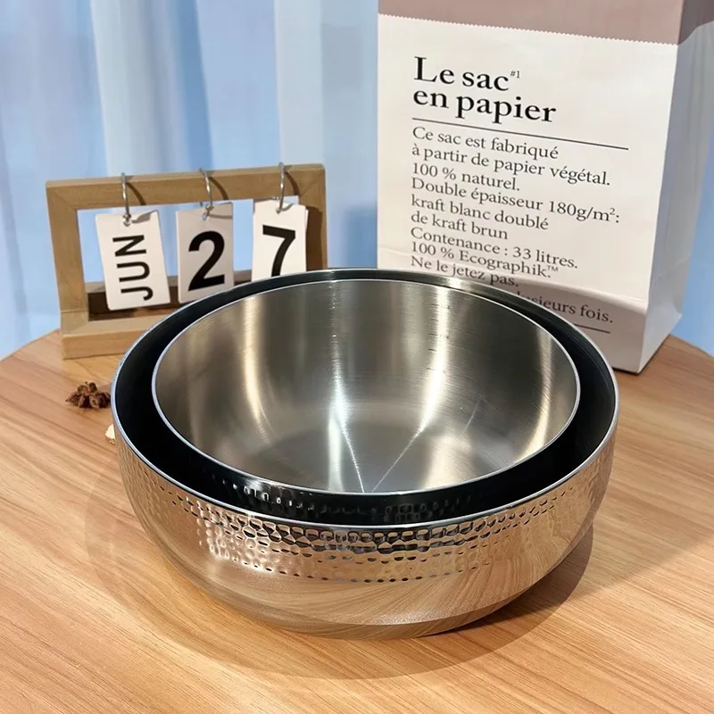 304 stainless steel basin, thickened household kitchen egg beating and noodle washing basin
304 stainless steel basin, thickened household kitchen egg beating and noodle washing basin