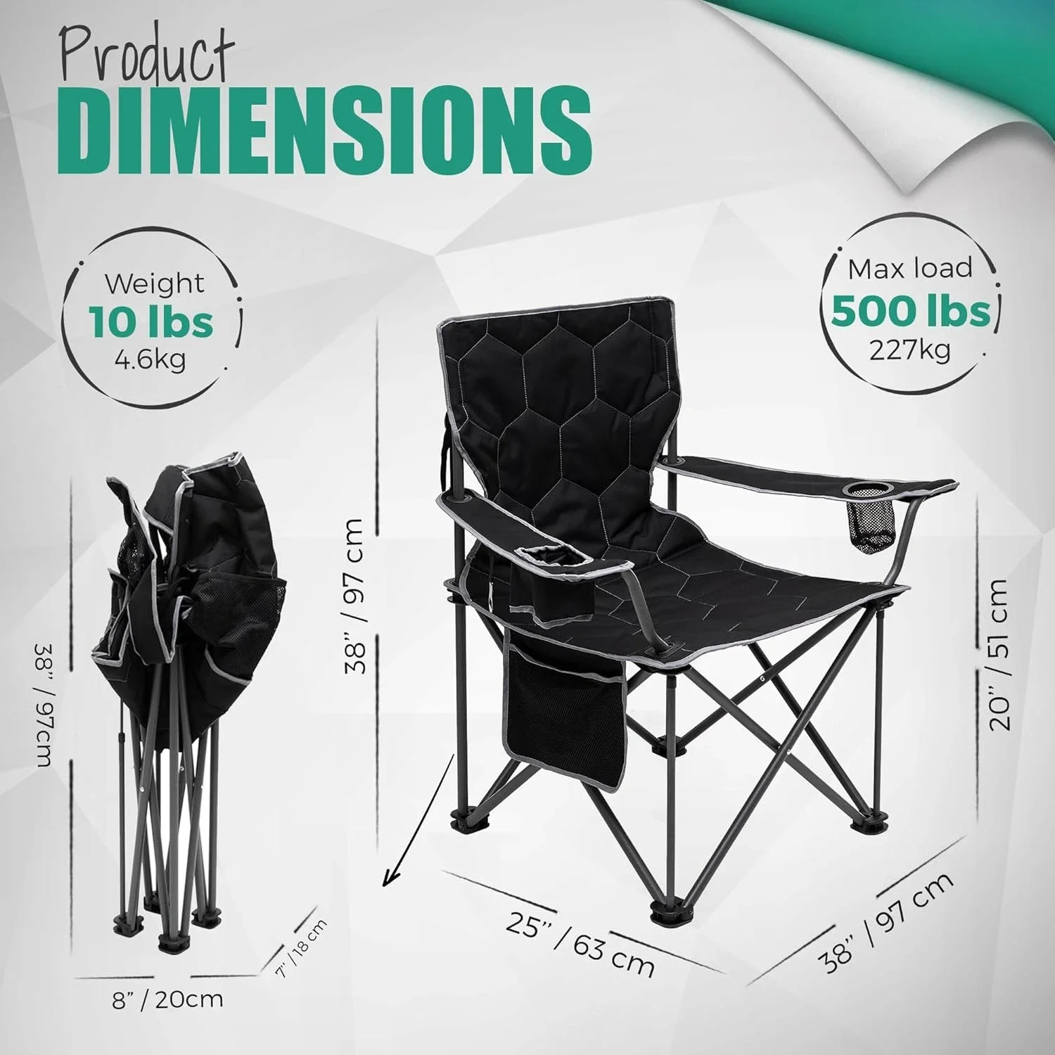 XL Oversized Camping Chair, Folding Camp Chairs for Adults Heavy Duty Big Tall 500 LBS, Padded Portable Quad Arm Lawn Chair
XL Oversized Camping Chair, Folding Camp Chairs for Adults Heavy Duty Big Tall 500 LBS, Padded Portable Quad Arm Lawn Chair