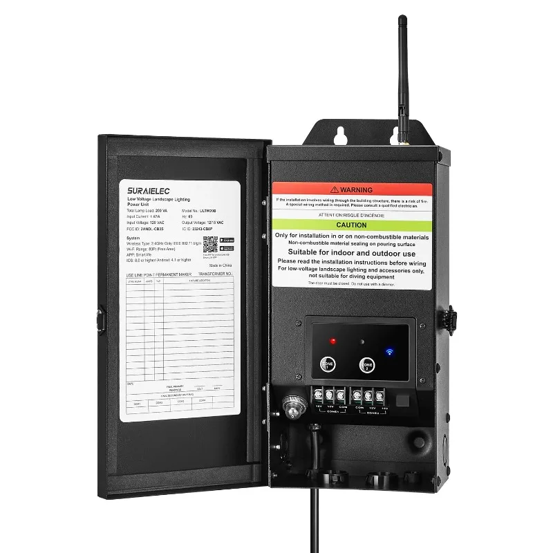 Suraielec Smart Wi-Fi Low Voltage Transformer, 200W Indoor Outdoor Landscape Lighting Transformer with 2 Zones, 120V
Suraielec Smart Wi-Fi Low Voltage Transformer, 200W Indoor Outdoor Landscape Lighting Transformer with 2 Zones, 120V