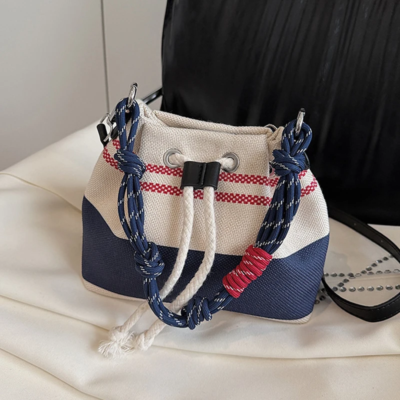 Retro Chic Color Contrast Bucket Bag Women Casual Canvas Versatile Commute Handbag Drawstring One Shoulder Crossbody Bags
Retro Chic Color Contrast Bucket Bag Women Casual Canvas Versatile Commute Handbag Drawstring One Shoulder Crossbody Bags