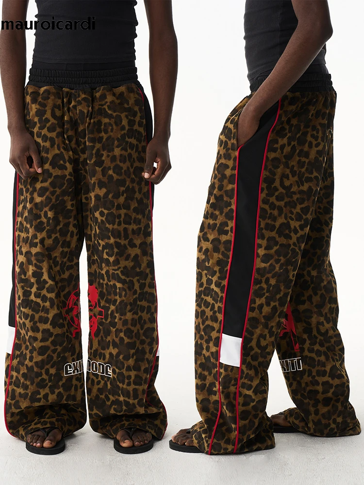 Mauroicardi Spring Long Colorful Leopard Print Wide Leg Pants Man Cool Luxury Designer Clothes Streetwear Loose Trousers 2026
Mauroicardi Spring Long Colorful Leopard Print Wide Leg Pants Man Cool Luxury Designer Clothes Streetwear Loose Trousers 2026